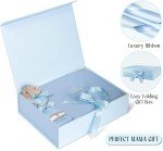 Baby Shower Gifts for Boys - Baby Boy Gift Basket - New Born Baby Boys Gifts - Baby Boy Gift Set Includes Baby Memory Book, Security Blanket and New Born Essential Stuff - Gender Reveal Gifts