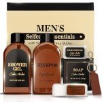 Self Care Gift Set for Men, Bath and Body Spa Gift Baskets for Men, Body & Earth Mens Cedar and Santal scented Bath Set, Father's Day Gifts