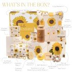 The Love Crate Co Sunflower Gifts for Women, 15pc Gift Box for Birthdays, Get Well Soon Basket, Thinking of You Care Package, Sunshine and Wellness Presents for Women.