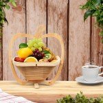 Annah and Sarah Organic Dried Fruit Gift Basket – 2 lbs Gourmet Mix with Mango, Dates, Figs, Apricots & Goji Berries | Healthy Snack Box in Apple-Shaped Bamboo Tray | Gift for Mom, Dad, Birthday, Holidays