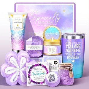 Gifts for Women, Birthday Gifts for Women, Sister, Wife, Teacher, 9pcs Lavender Care Package Gifts Set, Get Well Soon Gifts for Woman, Thinking of You Gift ,Christmas Gift Sets for Her