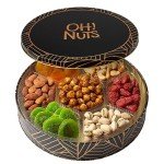 Oh! Nuts Dried Fruit and Nuts Gift Basket - Premium Round Gift Tin for Special Occasions - Birthday, Anniversary, Corporate Party. For Men & Women