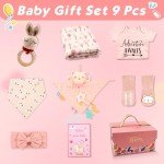 Baby Girl Gifts,Baby Gifts for Girls,Newborn Baby Gifts for Girls,Baby Shower Gifts for Girl,Newborn Baby Girls Gift Basket,Unique Pink Newbaby Gift Set (9pcs)