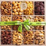 NUT CRAVINGS - Mixed Nuts Gift Basket in Reusable Wooden Tray + Green Ribbon (12 Assortments) Food Arrangement, Healthy Snack Care Package, Kosher