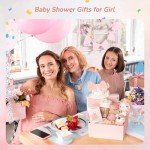 Strawberry Fairy 10 PCS Baby Gift Set for Girls, Newborn Essentials Stuff Baby Girl Gifts, Baby Girl Gift Basket, Gender Reveal Gifts Basket with Rattle Swaddle Blanket