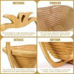 MYOSOTIS Foldable Fruit Basket Gift Bamboo Fruit and Veggie Basket,Fruit Bowl Holder Dried Fruit Basket For Christmas decorations Holiday Party Mom Gifts (Apple)