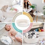 2 Pack Small Woven Basket with Gift Bags and Ribbons, Empty Decorative Gift Chest Box, Cute Baby Gift Basket for Nursery, Cotton Rope Room Shelf Storage Basket with Handles, All 12"x 8"x 5",White