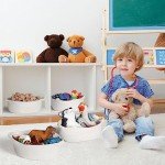 2 Pack Small Woven Basket with Gift Bags and Ribbons, Empty Decorative Gift Chest Box, Cute Baby Gift Basket for Nursery, Cotton Rope Room Shelf Storage Basket with Handles, All 12"x 8"x 5",White