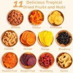 Dried Fruit Gift Baskets for Women – 11 Gourmet Tropical Assortment | 20oz Soft Dry Fruit Basket Gift – Healthy Fresh Fruits and Nuts, Vegan Birthday Gifts for Women, Men, Couples, Families & Teachers