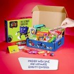 I AM Snacky - Snack Box Care Package + Greeting Card - SNACKY'S FESTIVE FAVES (45 Count) Birthday Sweet Treats Gift Basket, Candies Chips - Food Assortments & Variety