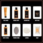 Body & Earth Gift Baskets for Men Bath Set Citrus Scented Bath and Body Gift Set with Body Lotion, Face Wash, Shower Gel, Bubble Bath, Loofah, Birthday Gifts
