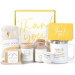 Thank You Gifts for Women, 8pcs Employee Appreciation Gifts Baskets for Women Thank You Farewell Gifts for Coworkers Teacher Boss Hostess Secretary Nurse Mom Pastor- Best Spa Gratitude Box w/Candle