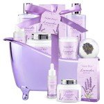 Lavender scented gifts for mom Spa Gift Baskets for Women - spa baskets for women gift Lavender Gifts for Women, Bath Set with Shower Gel, Home Spa Kit Gifts for Her, Christmas, Mothers Day