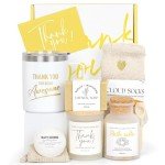 Thank You Gifts for Women, 8pcs Employee Appreciation Gifts Baskets for Women Thank You Farewell Gifts for Coworkers Teacher Boss Hostess Secretary Nurse Mom Pastor- Best Spa Gratitude Box w/Candle
