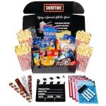 Movie Night Gift Basket – 33-Piece Gift Box with Popcorn, Candy, Snacks & Bingo – Birthdays, Date Night, Family, Kids, Adults, Mom, Dad, Teens, Christmas, Mothers Day, Fathers Day, Raffle & Fundraiser