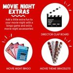 Movie Night Gift Basket – 33-Piece Gift Box with Popcorn, Candy, Snacks & Bingo – Birthdays, Date Night, Family, Kids, Adults, Mom, Dad, Teens, Christmas, Mothers Day, Fathers Day, Raffle & Fundraiser