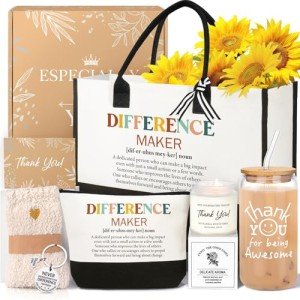 iAOVUEBY Employee Appreciation Gifts, Thank You Gifts for Women, Appreciation Gift for Coworkers Teacher Nurse Boss Farewell Retirement Employees Thank You Gift Box, Canvas Tote Bag Gratitude Baskets