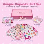Unique Cupcake Baby Girl Gift Set | Baby Girl Newborn Essentials | Baby Clothes for Girls | Newborn Girl Outfits for Expecting Moms and New Parents | Baby Layette Set - Pink | Nikki's Gift Baskets