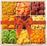 Tropical Dried Fruit Gift Basket - 9 Varieties - Reusable Wooden Crate - All Natural Gourmet Dried Fruits - Food Tray for Birthday, Care Package, Corporate, Get Well, Sympathy