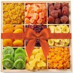 Tropical Dried Fruit Gift Basket - 9 Varieties - Reusable Wooden Crate - All Natural Gourmet Dried Fruits - Food Tray for Birthday, Care Package, Corporate, Get Well, Sympathy