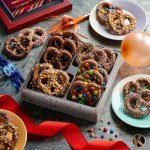 KREMERY Creamy Chocolate Cravings - Chocolate Covered Pretzel Twists Gift Basket, in Brown Gift Box (12 Pretzels, Assorted Sweet Toppings) Birthday Care Package - Kosher Dairy, USA Made