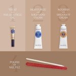 L'Occitane Shea Mani Pedi Set: Soften, Moisturize and Comfort Skin, Set Includes Shea Butter Hand Cream, Foot Cream, Nail & Cuticle Oil, Gift Set