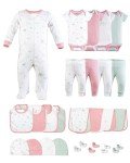 Little Peaches Newborn Baby Girl Clothes- 25 Piece Baby Girl Newborn Essentials, Baby girl gifts, 100% Cotton Soft & Breatheable - Fits 3 Months to 6 Months - Garden Party