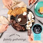 Kusini Electric Fondue Pot Set - Chocolate Fondue Kit - Temperature Control, Detachable Serving Trays, & 4 Roasting Forks - Gift Set & Date Night Idea. Serve at Movie Night or Game Night.