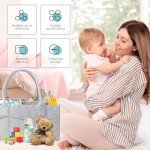 Cute Castle 2 Pack Diaper Caddy Organizer - Portable Baby Caddy Organizer with Handle, Nursery Storage Bin and Car Organizer for Girls, Boys - Baby Gift Basket - Grey