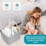 Cute Castle 2 Pack Diaper Caddy Organizer - Portable Baby Caddy Organizer with Handle, Nursery Storage Bin and Car Organizer for Girls, Boys - Baby Gift Basket - Grey