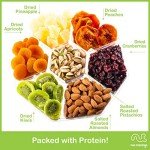 NUT CRAVINGS - Dried Fruit & Mixed Nuts Gift Basket + Green Ribbon (7 Assortments, 1 LB) Food Arrangement, Healthy Snack Care Package, Kosher