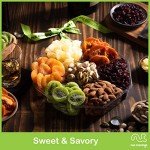 NUT CRAVINGS - Dried Fruit & Mixed Nuts Gift Basket + Green Ribbon (7 Assortments, 1 LB) Food Arrangement, Healthy Snack Care Package, Kosher