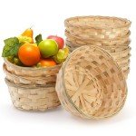 TOPZEA 10 Pack Round Gift Baskets, 8 Inch Natural Bamboo Woven Fruit Basket, Small Wicker Bread Roll Serving Basket, Food Storage Bin Handmade Baskets for Kitchen Restaurant Centerpiece Christmas