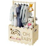 BPMFDTNL Wooden Baby Shower Crate Closet, Wooden Baby Shower Crate Closet, Boys and Girls for Baby shower wooden basket Gifts, Welcome Baby Gifts, Suitable for Pregnancy Glfts for New Parent
