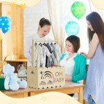 BPMFDTNL Wooden Baby Shower Crate Closet, Wooden Baby Shower Crate Closet, Boys and Girls for Baby shower wooden basket Gifts, Welcome Baby Gifts, Suitable for Pregnancy Glfts for New Parent