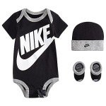 Nike Baby Hat, Bodysuit and Booties 3-Piece Gift Box Set, Black Sportswear, 0/6M