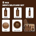 Gift Sets for Men Bath and Body Mens Gifts 6pcs Sandalwood Travel Size sets with Shampoo, Shower Gel, Soap, Body Lotion, Birthday Gifts for Men, Self Care Fathers Day Gifts