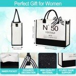 50th Birthday Gifts for Women，Gift Set for Women 1975 Canvas Tote Bag 50th Birthday Gift for Her Unique Gifts Basket for Her Turning 50 Mom Wife Sister Friend