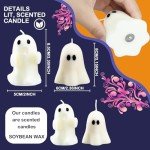 Minatee 4 Pieces Large Halloween Ghost Candles Ghost Spooky Decor Burning White Scented Wax Candles Gifts for Boo Basket Stuffers Halloween Room Table Indoor Decorations, 2 Style