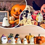 Minatee 4 Pieces Large Halloween Ghost Candles Ghost Spooky Decor Burning White Scented Wax Candles Gifts for Boo Basket Stuffers Halloween Room Table Indoor Decorations, 2 Style