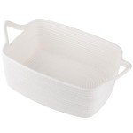 OIAHOMY Woven Basket, Gift Basket Empty with Gift Bags and Ribbons, Rope Baskets for Baby Showers, Storage Baskets with Handles for Nursery, Pet Toy Organizer - White