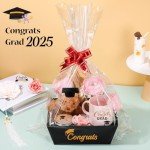 MADHOLLY 6 Set Baskets for Gifts Empty - Sturdy Kraft Gift Basket Kit for Wrapping Gift, with Cellophane Wrap Pull Bows for Career Advancement Elder Birthday Graduation Business Halloween