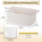 OIAHOMY Woven Basket, Gift Basket Empty with Gift Bags and Ribbons, Rope Baskets for Baby Showers, Storage Baskets with Handles for Nursery, Pet Toy Organizer - White