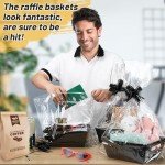 MADHOLLY 6 Set Baskets for Gifts Empty - Sturdy Kraft Gift Basket Kit for Wrapping Gift, with Cellophane Wrap Pull Bows for Career Advancement Elder Birthday Graduation Business Halloween