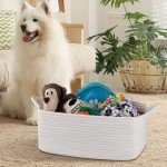 OIAHOMY Woven Basket, Gift Basket Empty with Gift Bags and Ribbons, Rope Baskets for Baby Showers, Storage Baskets with Handles for Nursery, Pet Toy Organizer - White
