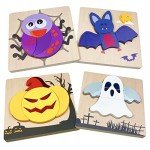 Anditoy 4 Pack Halloween Wooden Puzzles for Kids Toddlers Halloween Toys Party Favors Treat Bags Gifts
