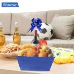 Worown 6 Pack Blue Cardboard Basket for Gifts Empty, Kraft Basket Kit with bags and Pull Bows for Packing Gift on Easter, Christmas, Birthday, Wedding