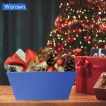 Worown 6 Pack Blue Cardboard Basket for Gifts Empty, Kraft Basket Kit with bags and Pull Bows for Packing Gift on Easter, Christmas, Birthday, Wedding