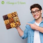 NUT CRAVINGS - Mixed Nuts Gift Basket in White Gold Box (9 Assortments) Food Arrangement, Healthy Snack Care Package, Kosher