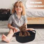 Poschnor Gift Basket Empty with Gift Bags and Ribbons, 12"X 8" X 5" Small Woven Rope Basket, Toy Basket for Baby and Pet, Black